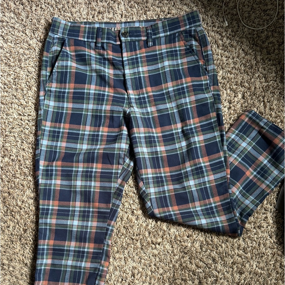 American Eagle Outfitters Plaid Women Jeans - Blue, Green, Orange
